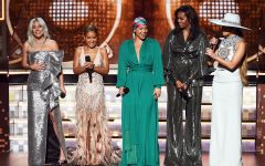 LOS ANGELES, CA - FEBRUARY 10:  (L-R) Lady Gaga, Jada Pinkett Smith, Alicia Keys, Michelle Obama, and Jennifer Lopez speak onstage during the 61st Annual GRAMMY Awards at Staples Center on February 10, 2019 in Los Angeles, California.  (Photo by Kevin Winter/Getty Images for The Recording Academy)
